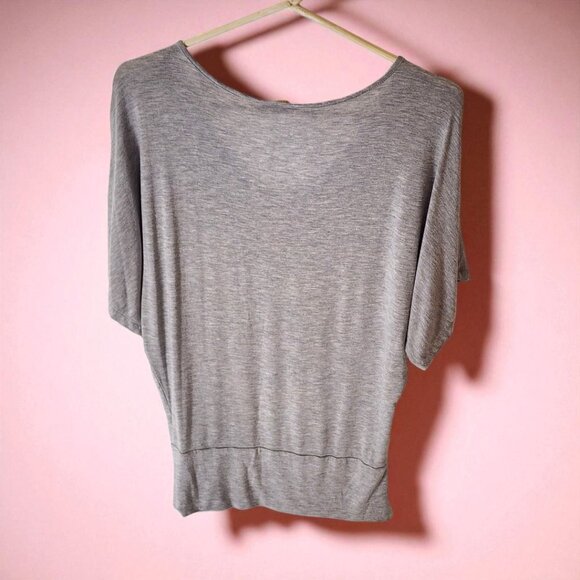 Zenana Outfitters Heather Gray Batwing Sleeve Knit Top–Soft Stretchy Lounge Fit - Picture 2 of 5